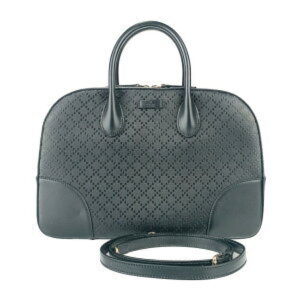Gucci Bright Diamante Handbag Black leather Boston bag Shoulder